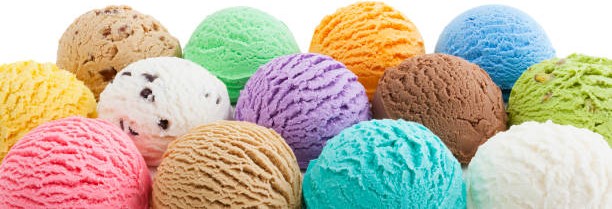 colorful ice cream bottom border isolated on white